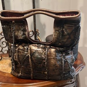 Gorgeous animal print brown, black, copper hand bag